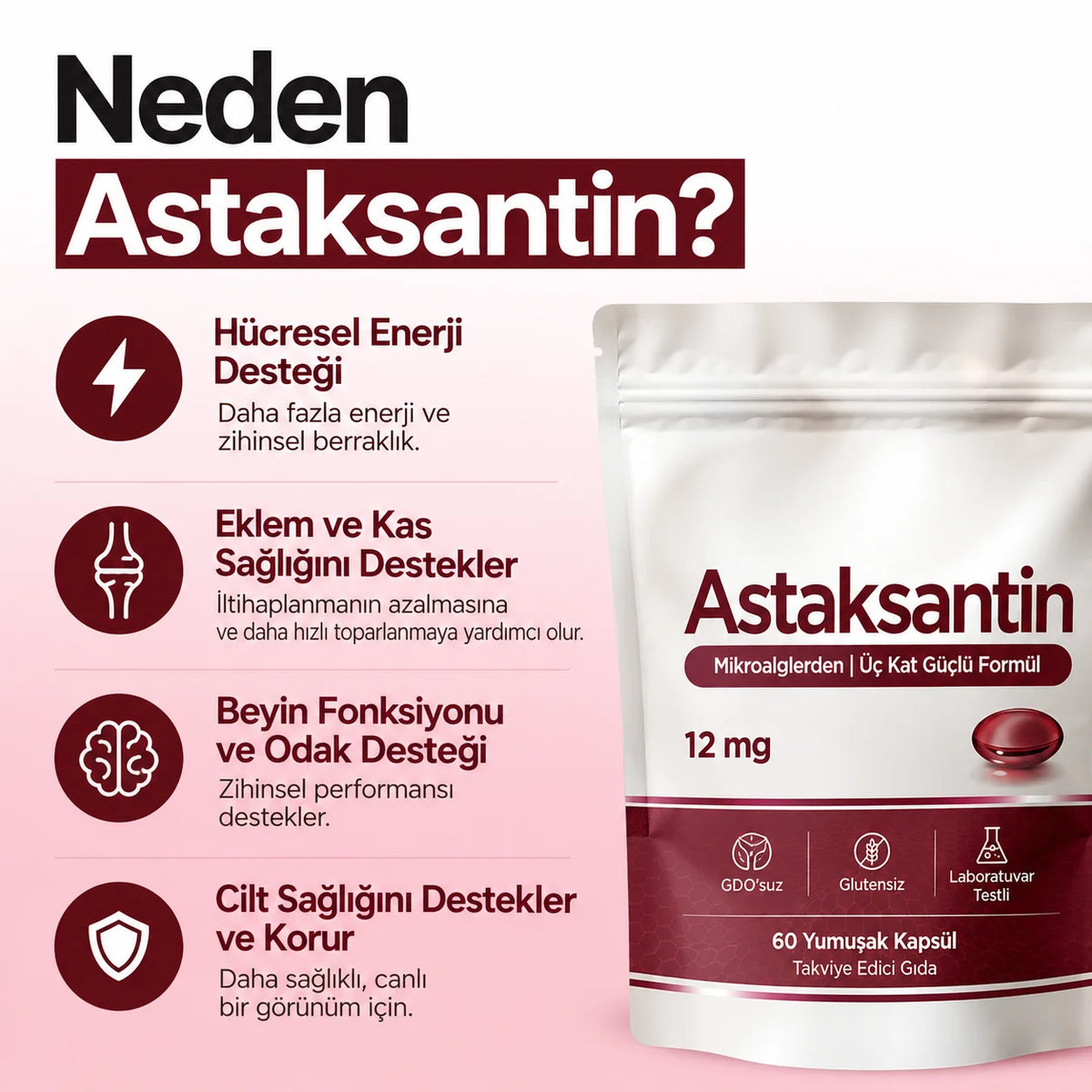 Astaksantin - Tüm Vücut Desteği ve Hücre Koruması İçin Doğanın En Güçlü Antioksidanı