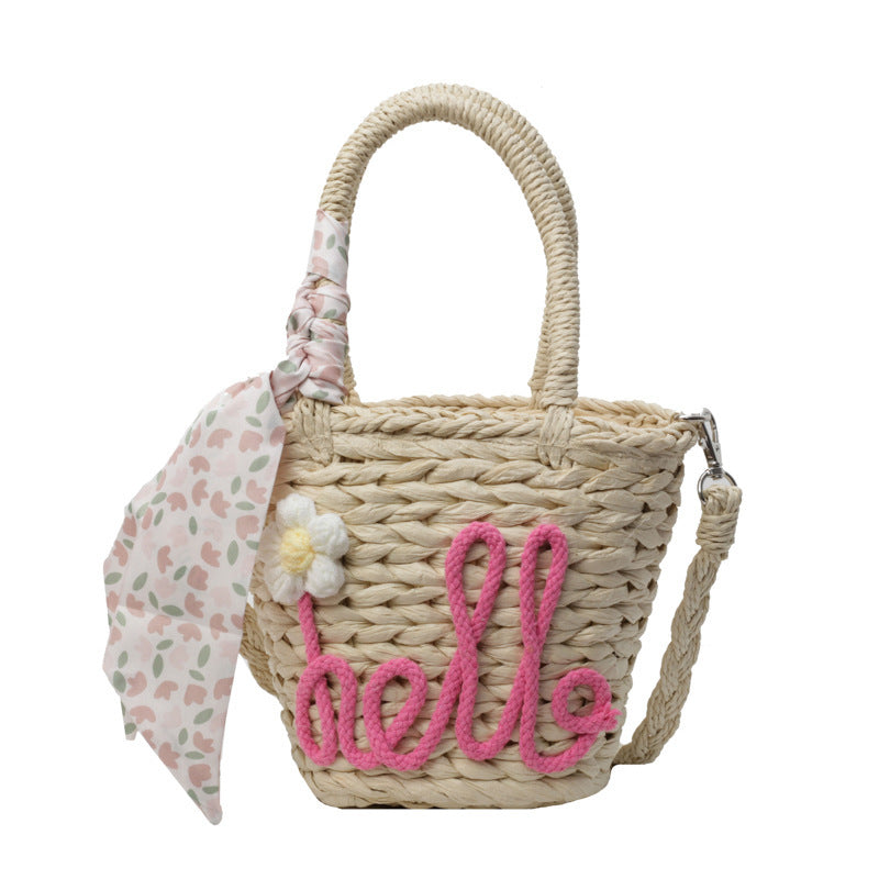 Woven Letter Straw bag