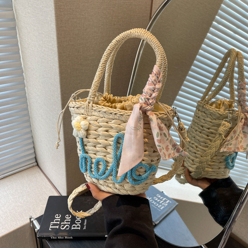 Woven Letter Straw bag