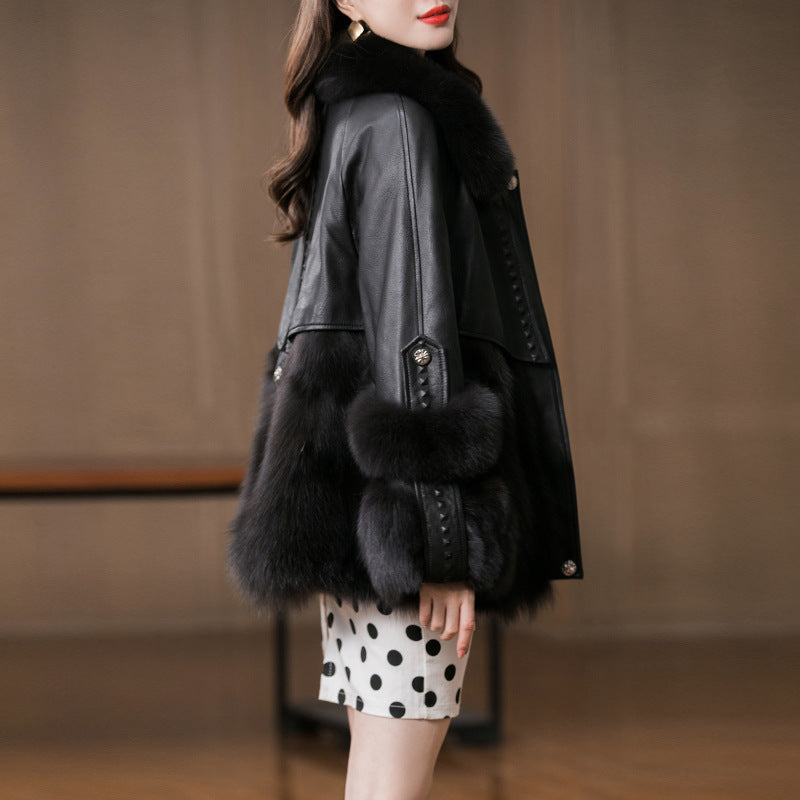 Designer Leather Fur coat