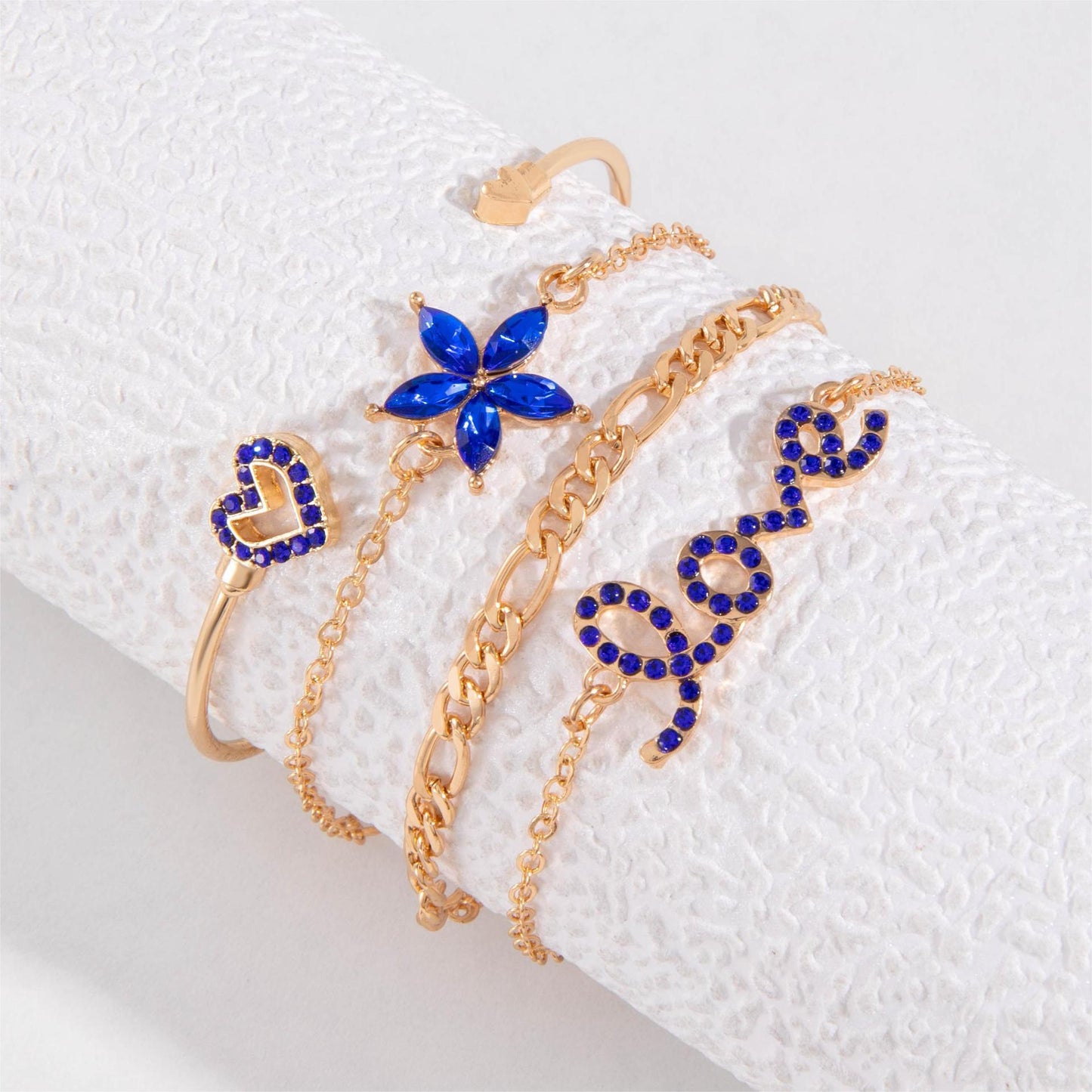 Blue Flower Bracelet Set