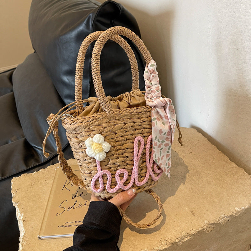 Woven Letter Straw bag