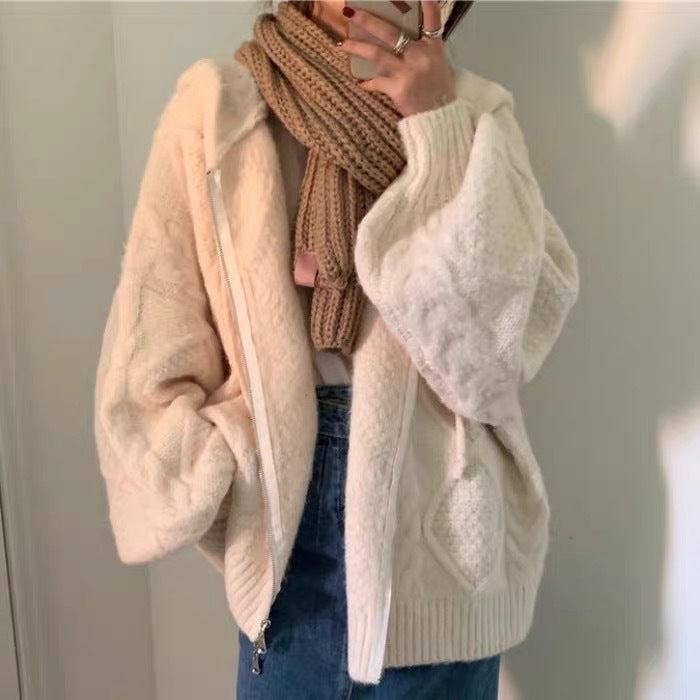 Hooded Knit Cardigan