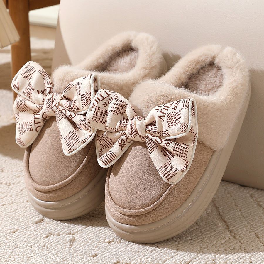 Bowknot Plush Slippers