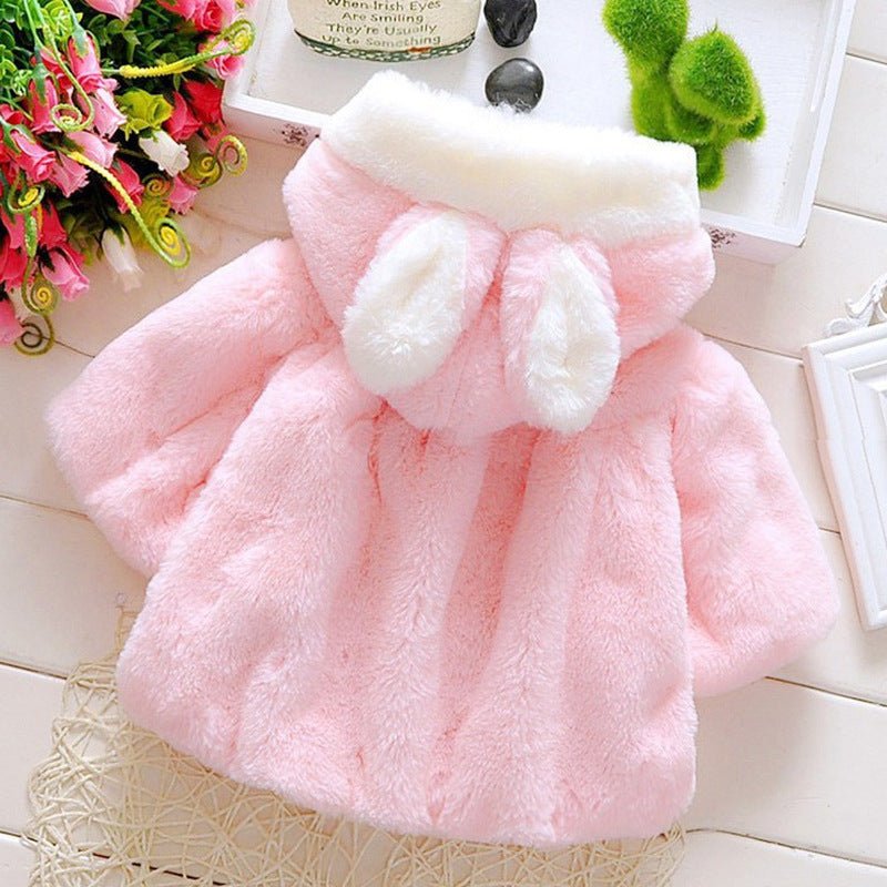 Cool rabbit hood coat