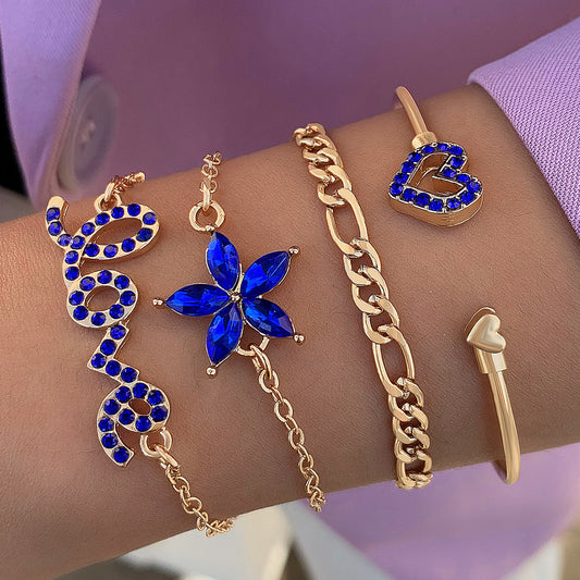 Blue Flower Bracelet Set