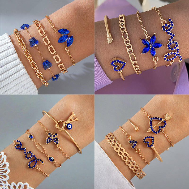 Blue Flower Bracelet Set