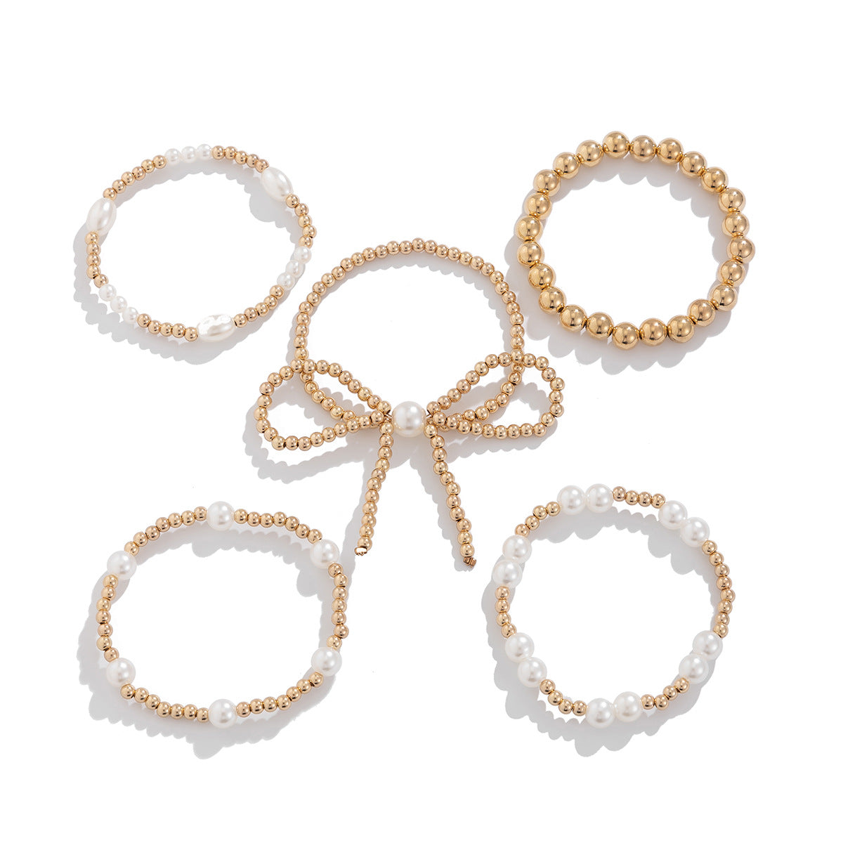 Bow Beaded Bracelet 5-piece Set