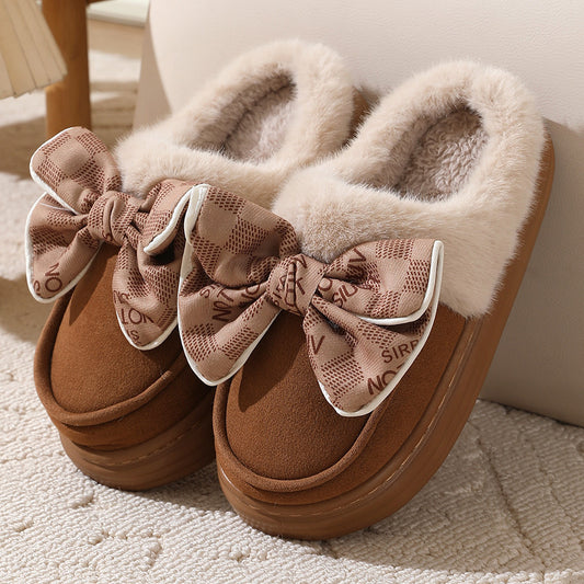 Bowknot Plush Slippers