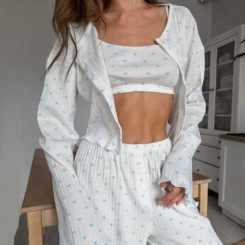 Knitted Heart Printing pyjama set