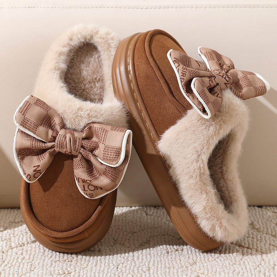 Bowknot Plush Slippers