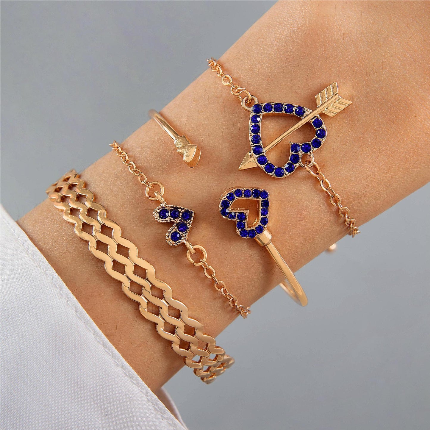 Blue Flower Bracelet Set