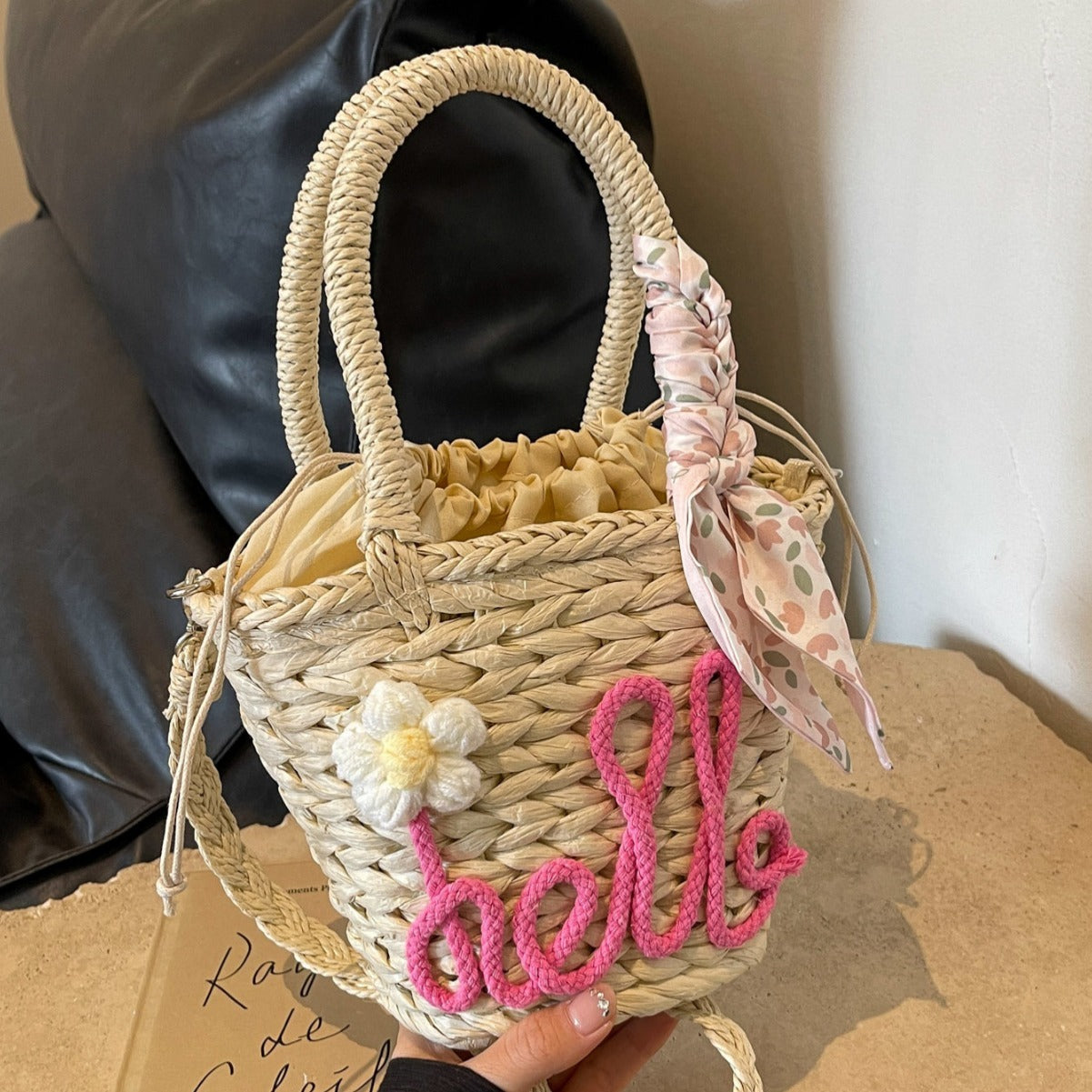 Woven Letter Straw bag