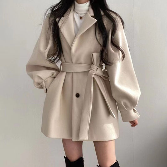 Hepburn Style Woolen Coat