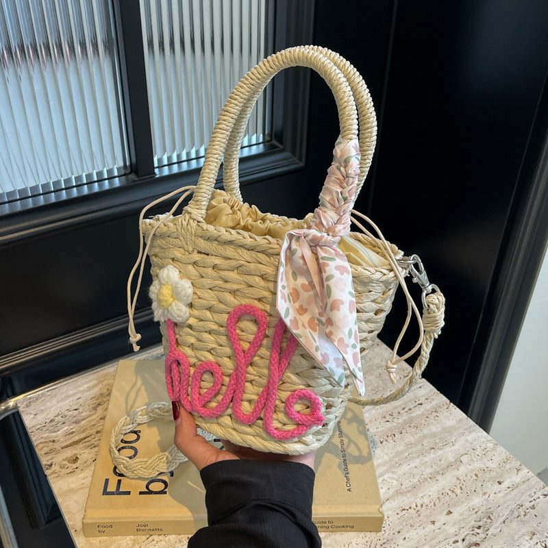 Woven Letter Straw bag