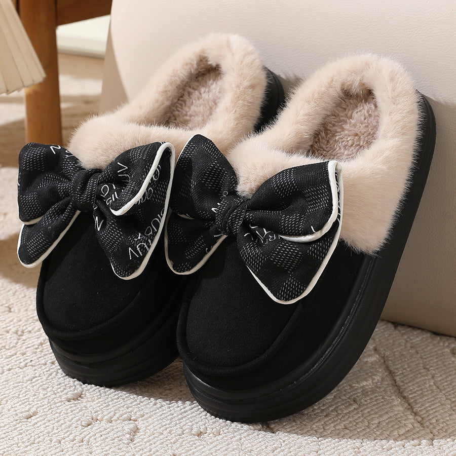 Bowknot Plush Slippers